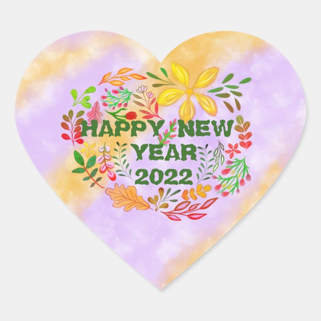 PERSONALIZED HAPPY NEW YEAR 20XX HEART STICKER (Front)