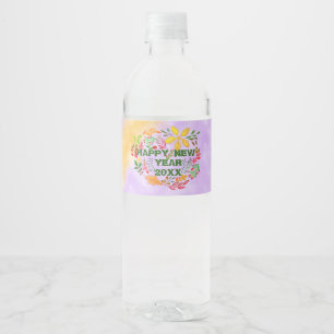 PERSONALIZED HAPPY NEW YEAR 20XX  WATER BOTTLE LABEL