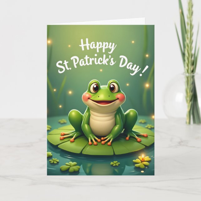 Personalized Happy St. Patrick's Day Frog Card (Front)