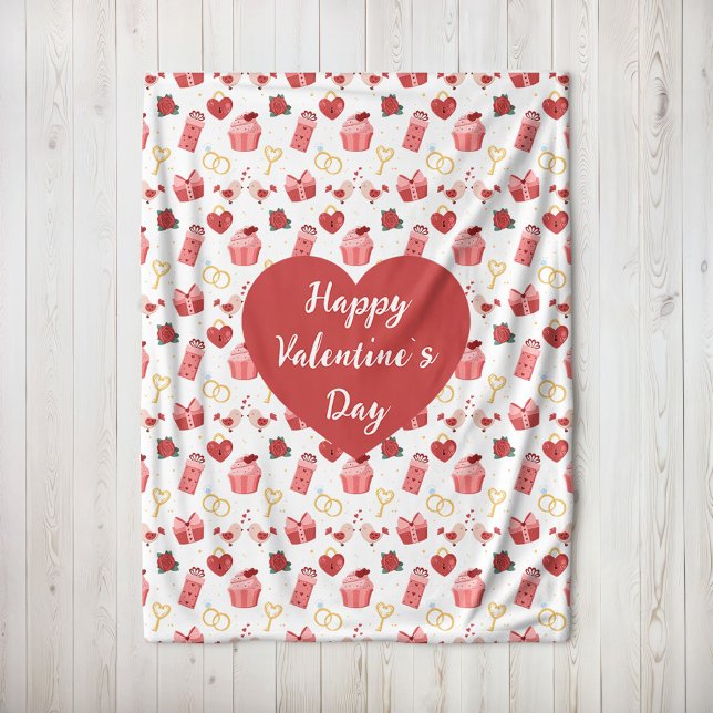 Personalized Happy Valentine’s Day Fleece Blanket (Creator Uploaded)