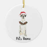 Personalized Harlequin Great Dane Christmas