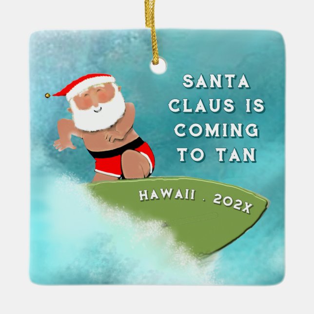 personalized Hawaii holidays keepsake Ceramic Ornament (Front)