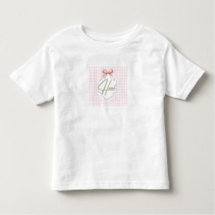 Personalized Hazel Baby Girl Nursery Bow&Gingham  Toddler T-Shirt