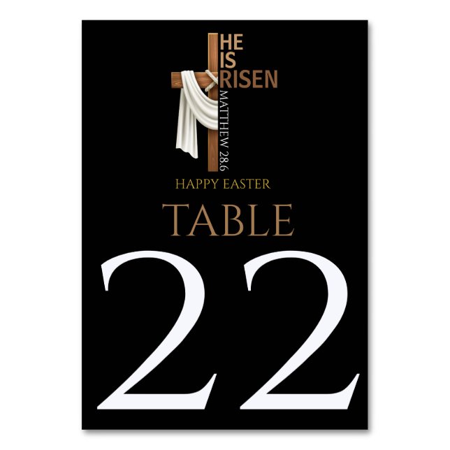 Personalized He Is Risen Happy Easter Table Number (Front)