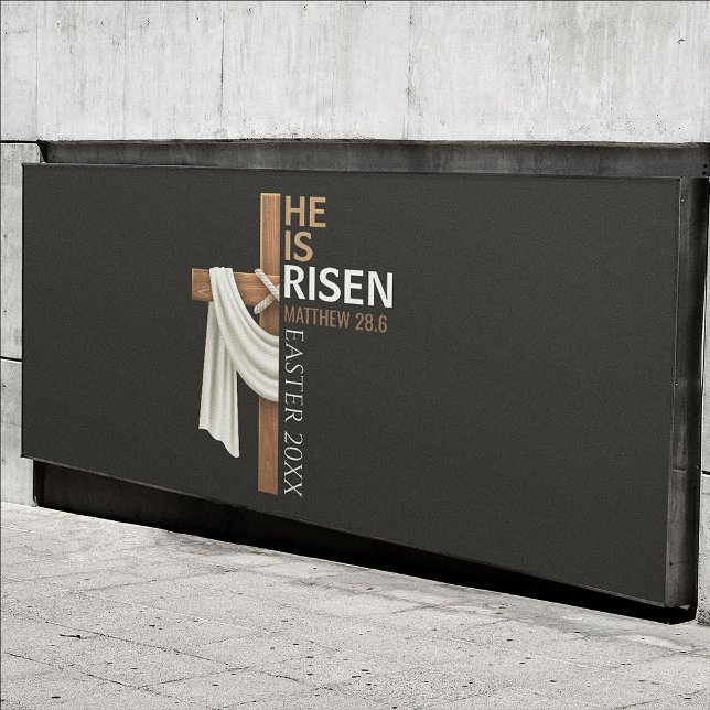 Personalized He Is Risen Vintage Easter Cross Banner (Creator Uploaded)