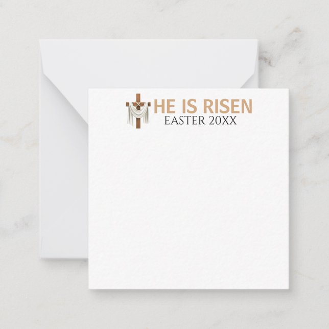 Personalized He Is Risen Vintage Easter Cross Card (Front)