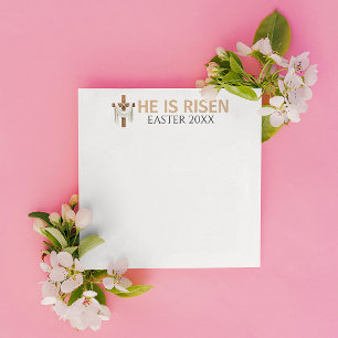 Personalized He Is Risen Vintage Easter Cross Card