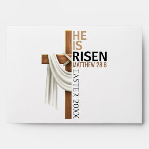 Personalized He Is Risen Vintage Easter Cross Envelope