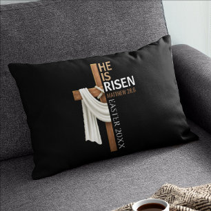 Personalized He Is Risen Vintage Easter Cross Pillowcase