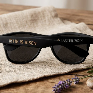 Personalized He Is Risen Vintage Easter Cross Sunglasses