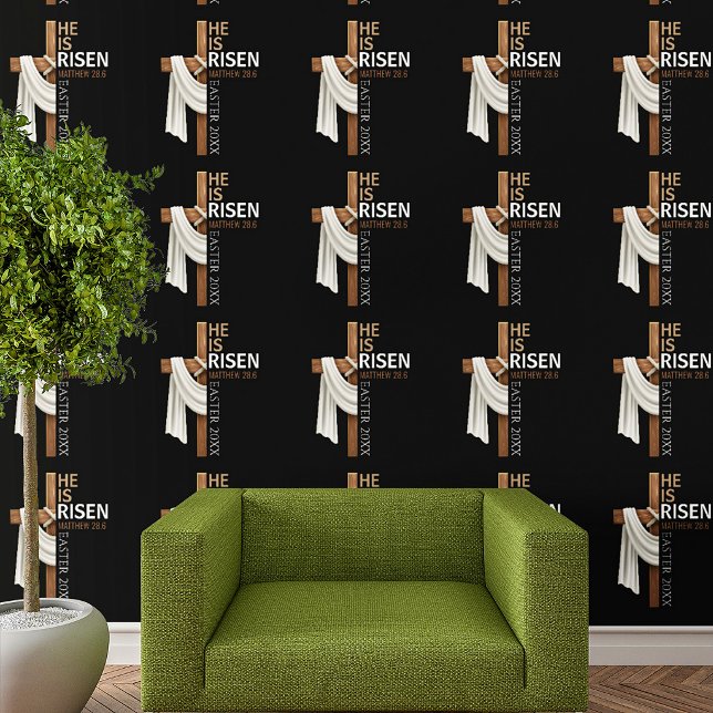 Personalized He Is Risen Vintage Easter Cross Wallpaper (Creator Uploaded)