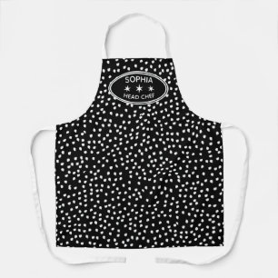 Personalized head Chef Modern Boho black Polka Dot Apron