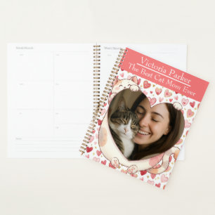 Personalized Heart Cat Hug Photo Planner 