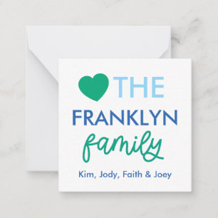 Personalized Heart Family Name Gift Enclosure Card