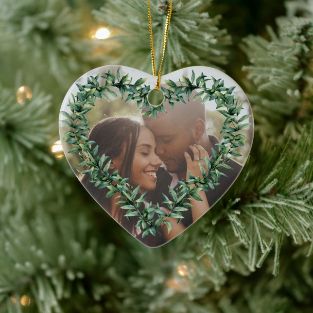 Personalized Heart First Married Christmas Photo Ceramic Tree Decoration (Tree)