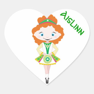 PERSONALIZED HEART irish dancer dancing red hair Sticker