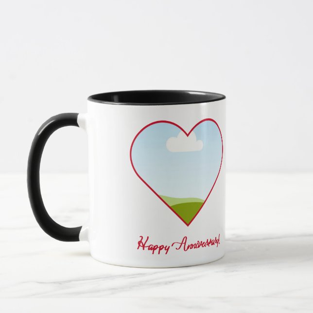 Personalized Heart Photo Anniversary Coffee Mug (Left)