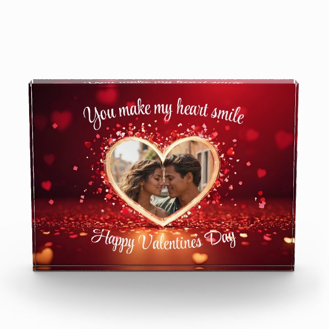 Personalized Heart Photo Frame Block (Front)