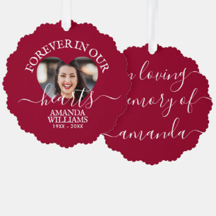Personalized Heart Photo Memorial Script Tree Decoration Card