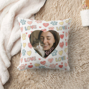 Personalized Heart Photo Pet & Owner Cushion