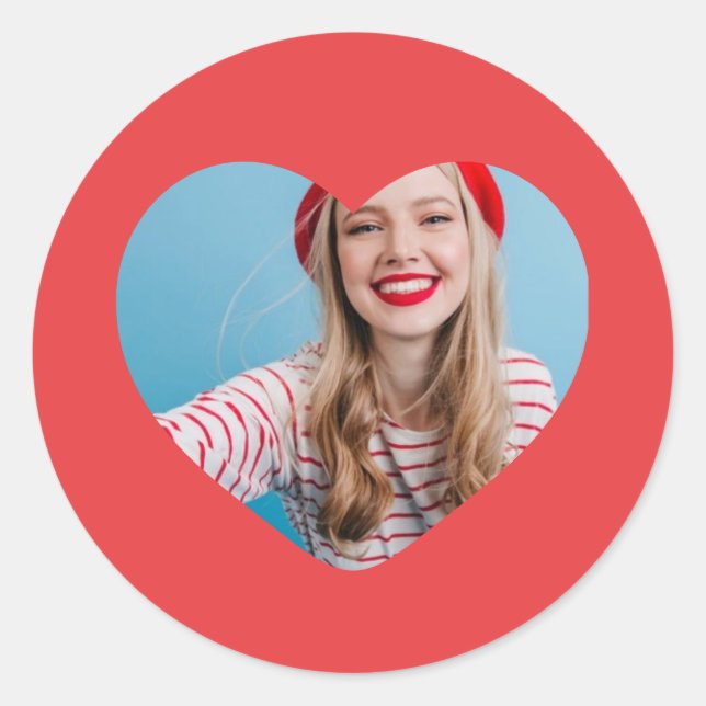 personalized heart picture Christmas sticker (Front)