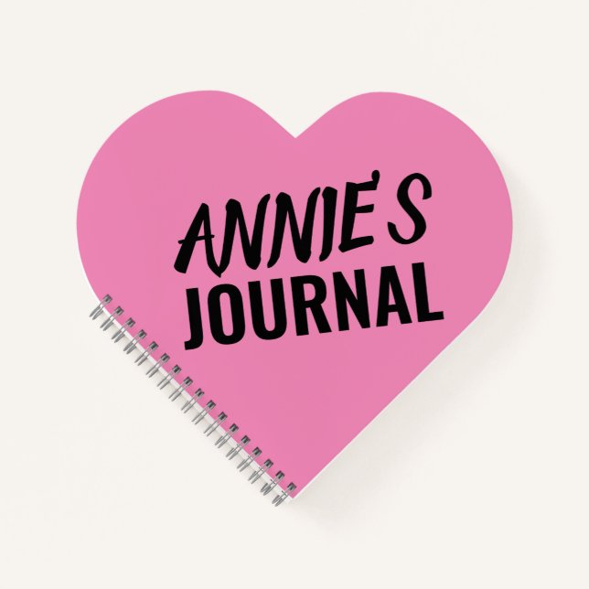  PERSONALIZED HEART SHAPED JOURNAL PINK NAME (Front)