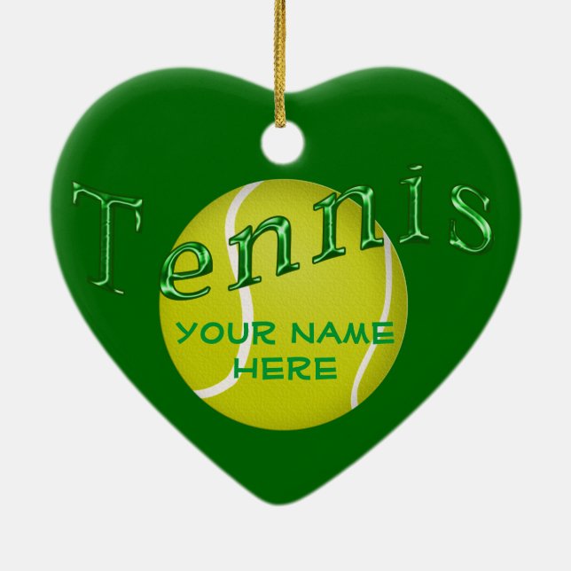 PERSONALIZED Heart Shaped Tennis Ornaments (Back)