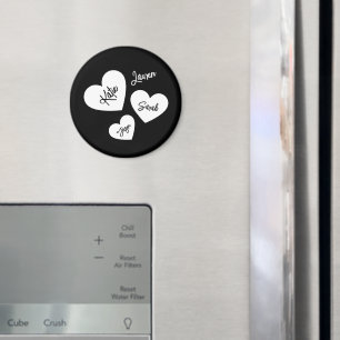 Personalized Hearts Black & White Mother's Fridge Magnet
