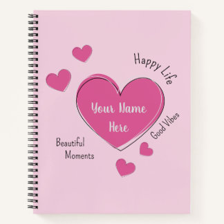 Personalized Hearts Spiral Notebook Sketchbook