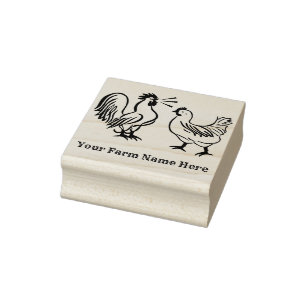 Personalized Hen and Rooster Chicken Farm Rubber Stamp