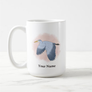 Personalized Heron with Pink Background Coffee Mug