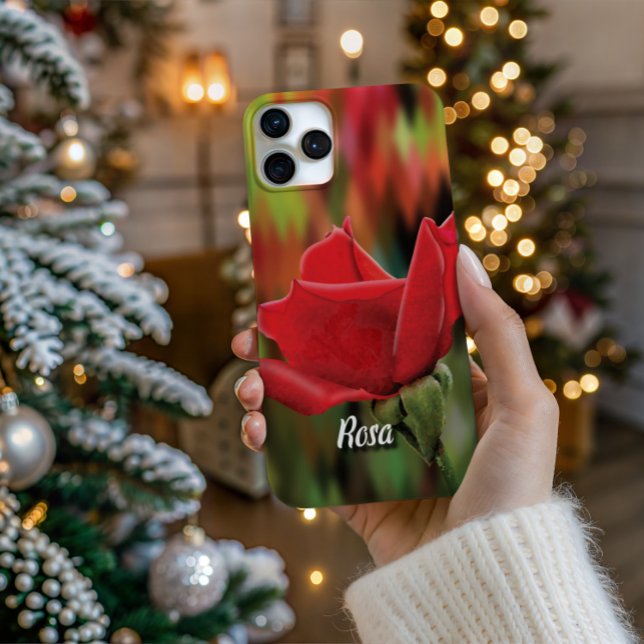 Personalized High-Poly Rose Bud Phone Case (Personalize Your Tech! Add a custom name to this artistic phone case. It's the perfect unique gift!)