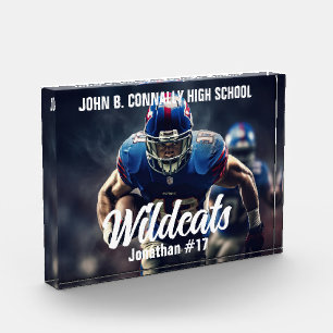 Personalized High School Football Player Photo Block