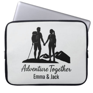 Personalized Hiking Couple Silhouette Minimalist Laptop Sleeve