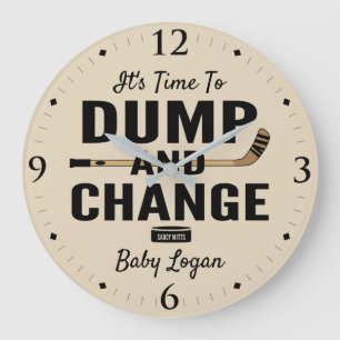 Personalized Hockey Baby Name Dump and Change Large Clock