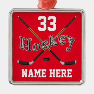PERSONALIZED Hockey Ornaments Your Name and Number