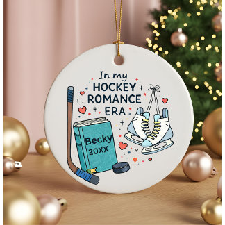 Personalized Hockey Romance Era Book Lover gift Ceramic Tree Decoration