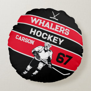 Personalized Hockey Round Pillow