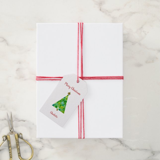 Personalized Holiday Christmas tree  Gift Tags (With Twine)