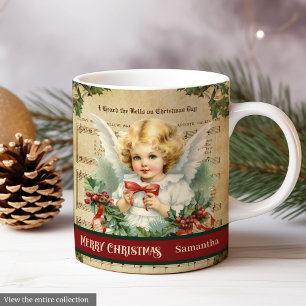Personalized Holiday Mug Retro Angel Table Accent