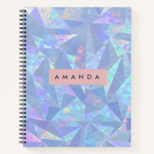 Personalized Holographic Iridescent Glass Notebook