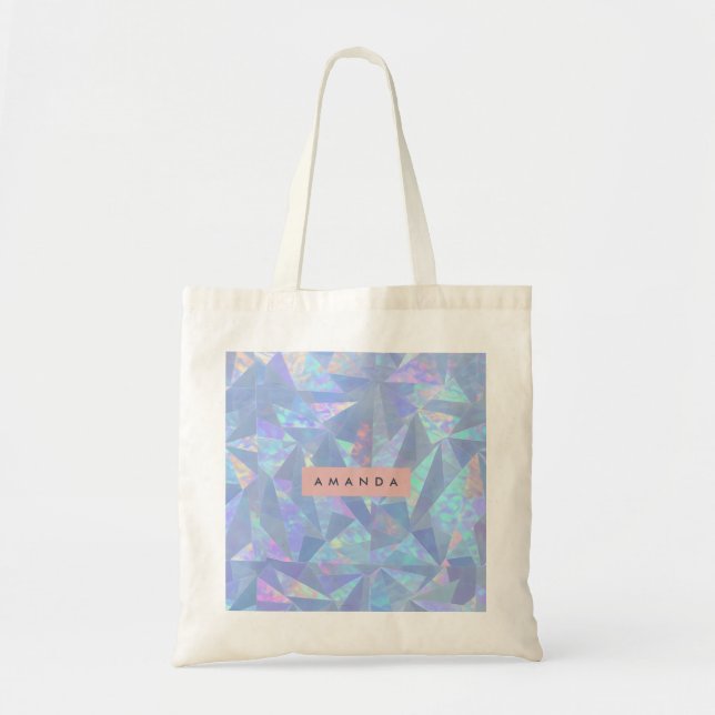 Personalized Holographic Iridescent Glass Tote Bag (Front)