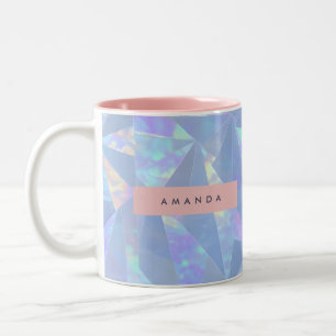 Personalized Holographic Iridescent Glass Two-Tone Coffee Mug