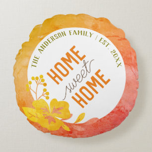 Personalized Home Sweet Home Family Name Round Cushion