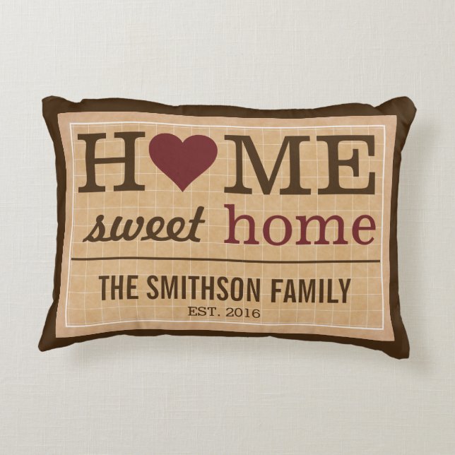 Personalized Home Sweet Home Family Welcome Sign Decorative Cushion (Back)