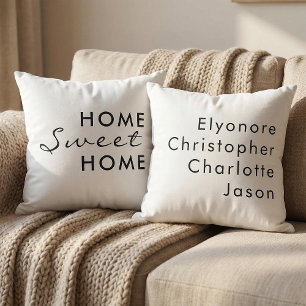 Personalized Home Sweet Home Farmhouse Typography Cushion