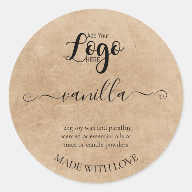 Personalized Homemade Candle vanilla product Label (Front)