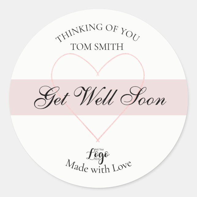 Personalized Homemade Get well soon Classic Round Sticker (Front)
