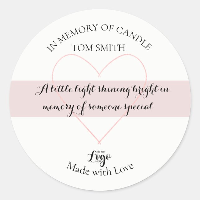 Personalized Homemade In Memory CANDLE  Classic Round Sticker (Front)