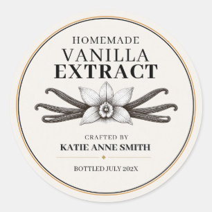 Personalized Homemade Vanilla Extract Bottle Classic Round Sticker